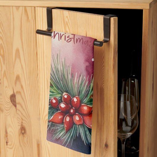 Waterverf Kerst Feestelijke Kaars Illustratie Theedoek (Derde Gevouwen)