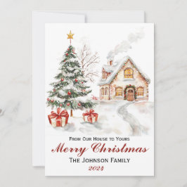  Waterverf Kerst Flat Holiday Kaart