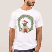 Waterverf Kerst Floral Dog Design T-shirt (Voorkant)