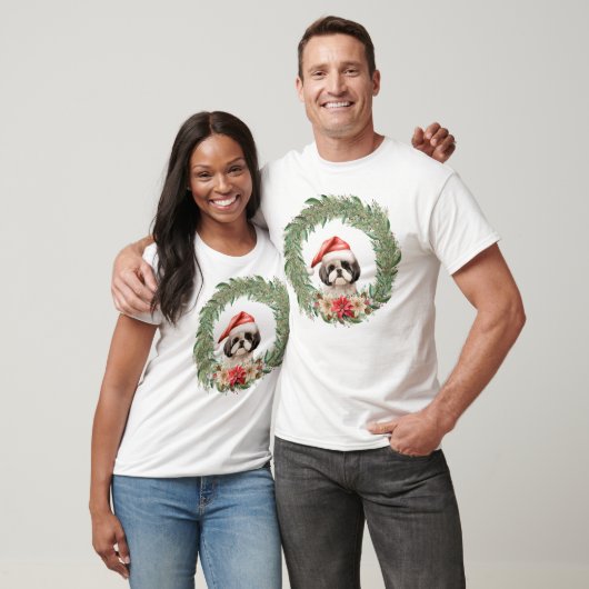 Waterverf Kerst Floral Dog Design T-shirt (Unisex)