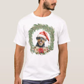 Waterverf Kerst Floral Dog Design T-shirt (Voorkant)