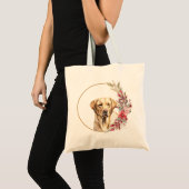 Waterverf Kerst Floral Dog Design Tote Bag (Voorkant (product))