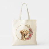 Waterverf Kerst Floral Dog Design Tote Bag (Achterkant)