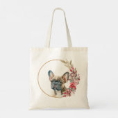 Waterverf Kerst Floral Dog Design Tote Bag (Achterkant)