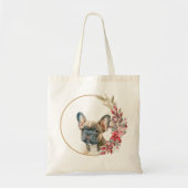 Waterverf Kerst Floral Dog Design Tote Bag (Voorkant)