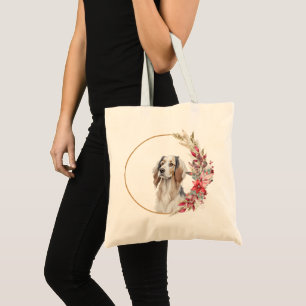 Waterverf Kerst Floral Dog Design Tote Bag