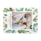 Waterverf Kerst Foliage Holly Vakantie Foto Magneet (Horizontaal)