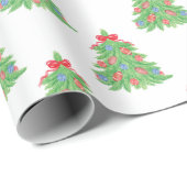 Waterverf Kerst Football Bomen Cadeaupapier (Rol Hoek)