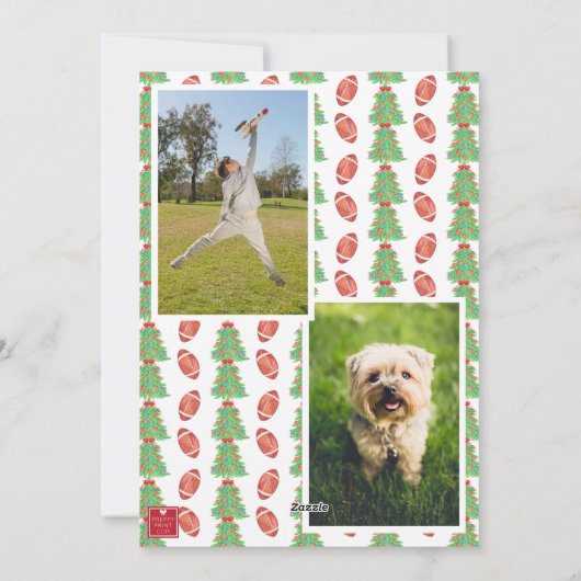 Waterverf Kerst Football Garland Foto Feestdagenkaart (Achterkant)