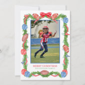 Waterverf Kerst Football Garland Foto Feestdagenkaart (Voorkant)