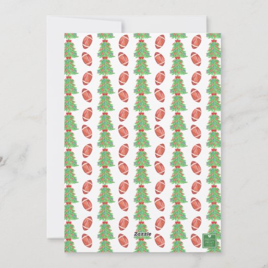 Waterverf Kerst Football Garland Foto Feestdagenkaart (Achterkant)