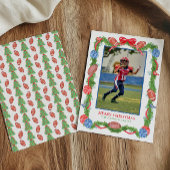 Waterverf Kerst Football Garland Foto Feestdagenkaart