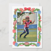 Waterverf Kerst Football Garland & Tree Foto Feestdagenkaart (Voorkant)
