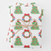 Waterverf Kerst Football Krans Boom Inpakpapier Vel (In situ)