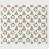 Waterverf Kerst Football Monogram kransboom Cadeaupapier (Vlak)