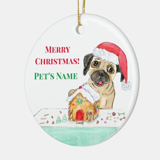 Waterverf Kerst-Franse Bulldog Keramisch Ornament (Links)