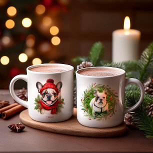 Waterverf Kerst Franse Bulldog Koffiemok