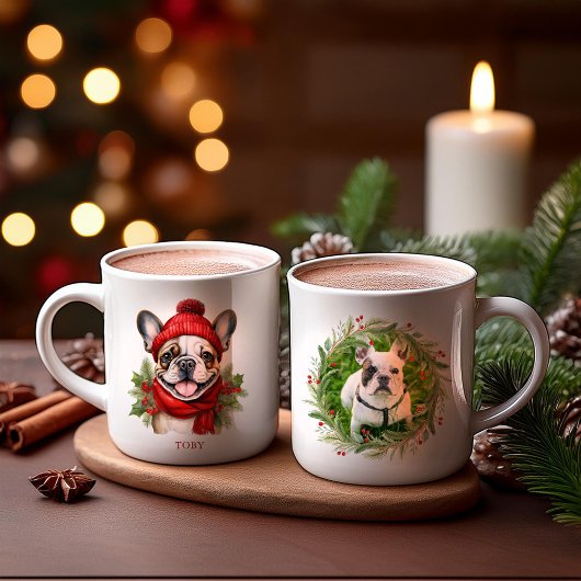 Waterverf Kerst Franse Bulldog Koffiemok
