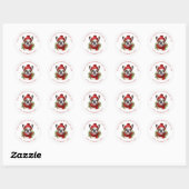 Waterverf Kerst Franse Bulldog Ronde Sticker (Vel)