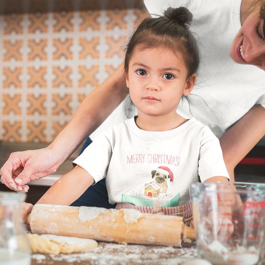 Waterverf Kerst-Franse Bulldog T-shirt