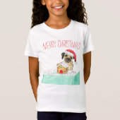 Waterverf Kerst-Franse Bulldog T-shirt (Voorkant)