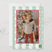 Waterverf Kerst Garland, Bogen & Snoep Foto Feestdagenkaart (Achterkant)