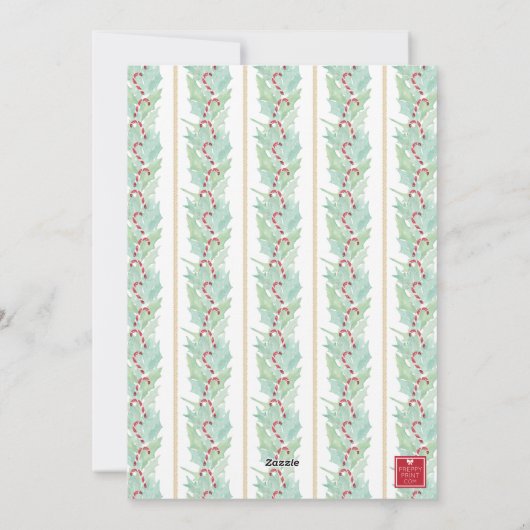 Waterverf Kerst Garland, Bogen & Snoep Foto Feestdagenkaart (Achterkant)