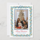 Waterverf Kerst Garland & Candy Canes Foto Feestdagenkaart (Voorkant)