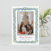 Waterverf Kerst Garland & Candy Canes Foto Feestdagenkaart (Staand voorkant)