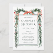 Waterverf Kerst Garland Koppels Shower Kaart (Voorkant)