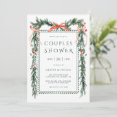 Waterverf Kerst Garland Koppels Shower Kaart (Staand voorkant)
