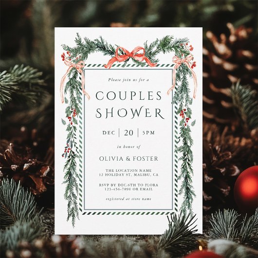 Waterverf Kerst Garland Koppels Shower Kaart