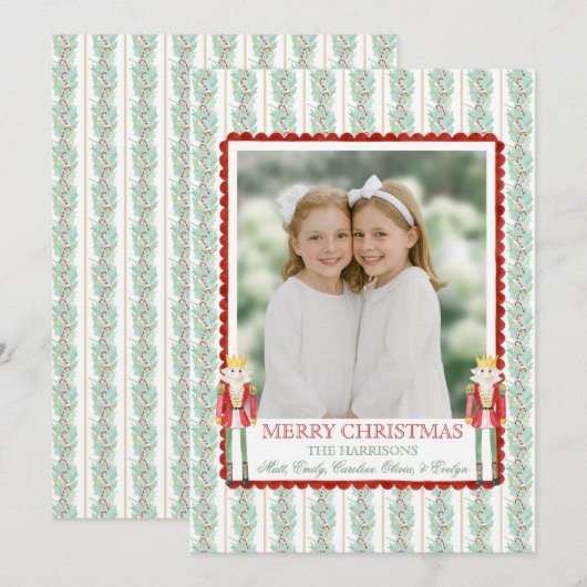 Waterverf Kerst Garland Notenkraker Een foto Feestdagenkaart (Voorkant / Achterkant)