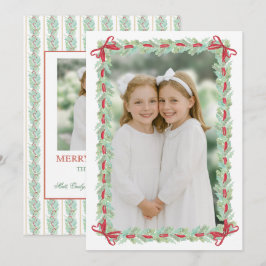 Waterverf Kerst Garland Notenkraker Twee Foto Feestdagenkaart