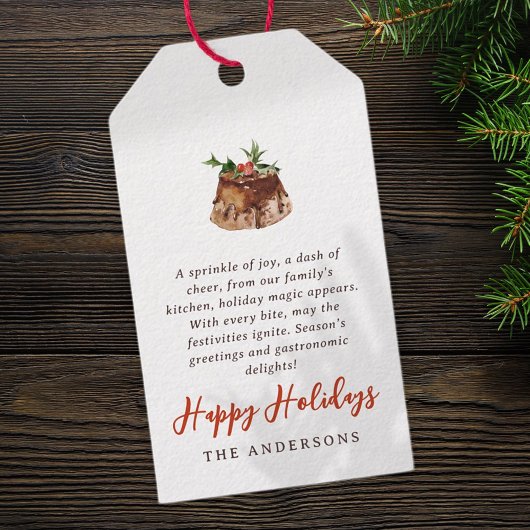 Waterverf Kerst Gebakken Treat Familie Cadeaulabel