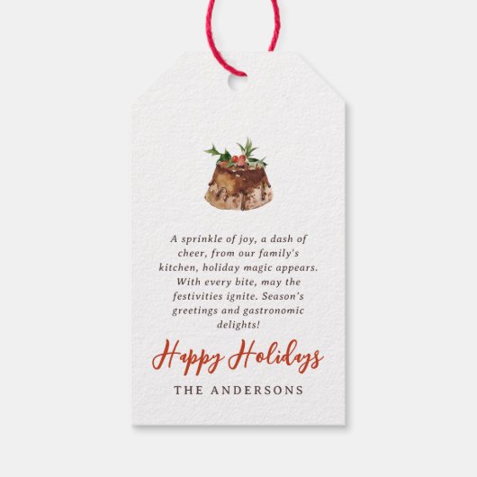 Waterverf Kerst Gebakken Treat Familie Cadeaulabel (Achterkant)