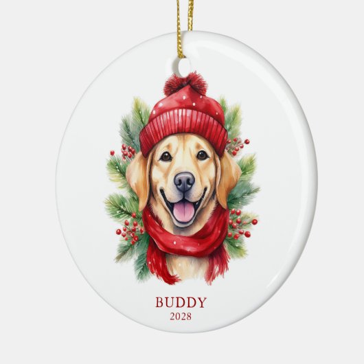 Waterverf Kerst Gele Labrador Hond Foto Keramisch Ornament (Links)
