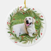 Waterverf Kerst Gele Labrador Hond Foto Keramisch Ornament (Achterkant)