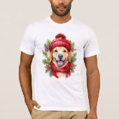 Waterverf Kerst Gele Labrador Hond T-shirt (Voorkant)
