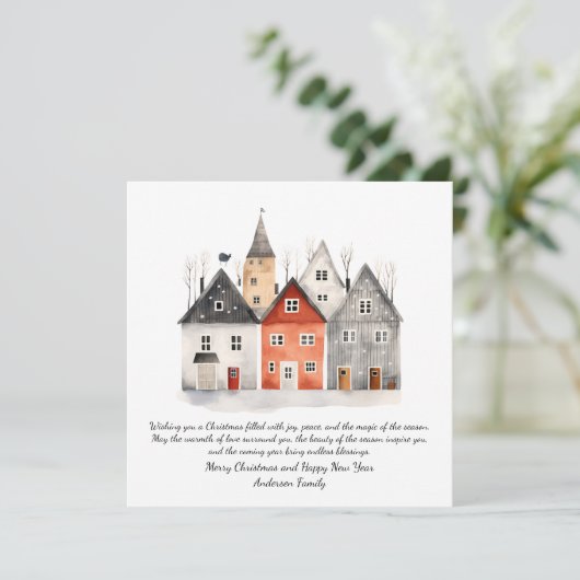  Waterverf Kerst gepersonaliseerd Feestdagenkaart (Staand voorkant)