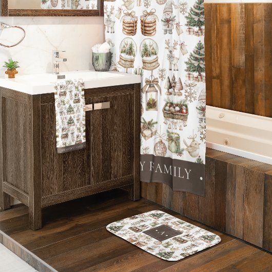 Waterverf Kerst Gepersonaliseerd Modern Douchegordijn