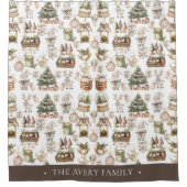 Waterverf Kerst Gepersonaliseerd Modern Douchegordijn (Voorkant)