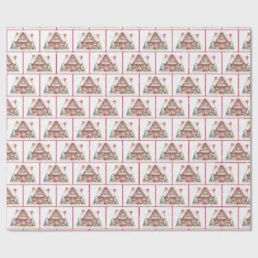 Waterverf Kerst Gingerbread House Cadeaupapier (Vlak)