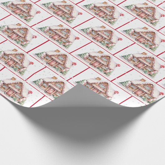 Waterverf Kerst Gingerbread House Cadeaupapier (Hoek)