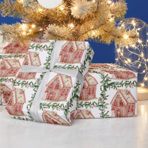 Waterverf Kerst Gingerbread House Cadeaupapier