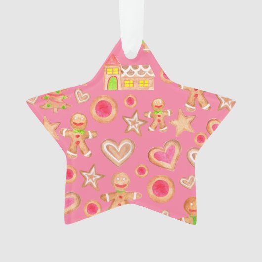 waterverf Kerst gingerbread koekjes Ornament (voorkant)