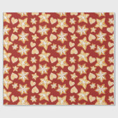 Waterverf Kerst Gingerbread Koekjes Rood  Cadeaupapier (Vlak)
