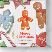 Waterverf Kerst Gingerbread Man Cookies Cadeaulabel
