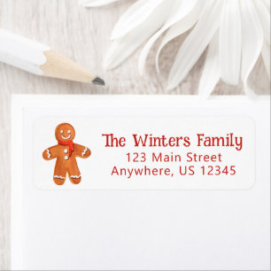Waterverf Kerst Gingerbread Man ReturnAddress Etiket