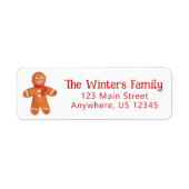 Waterverf Kerst Gingerbread Man ReturnAddress Etiket (Voorkant)
